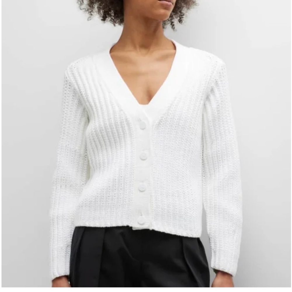 Vince Wave White Button-Up Cardigan
